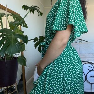 Green floral midi dress